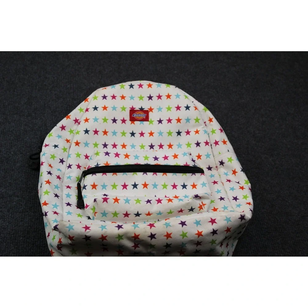Dickies Star Print Backpack White Multicolor Canvas School Bag Y2K Retro
